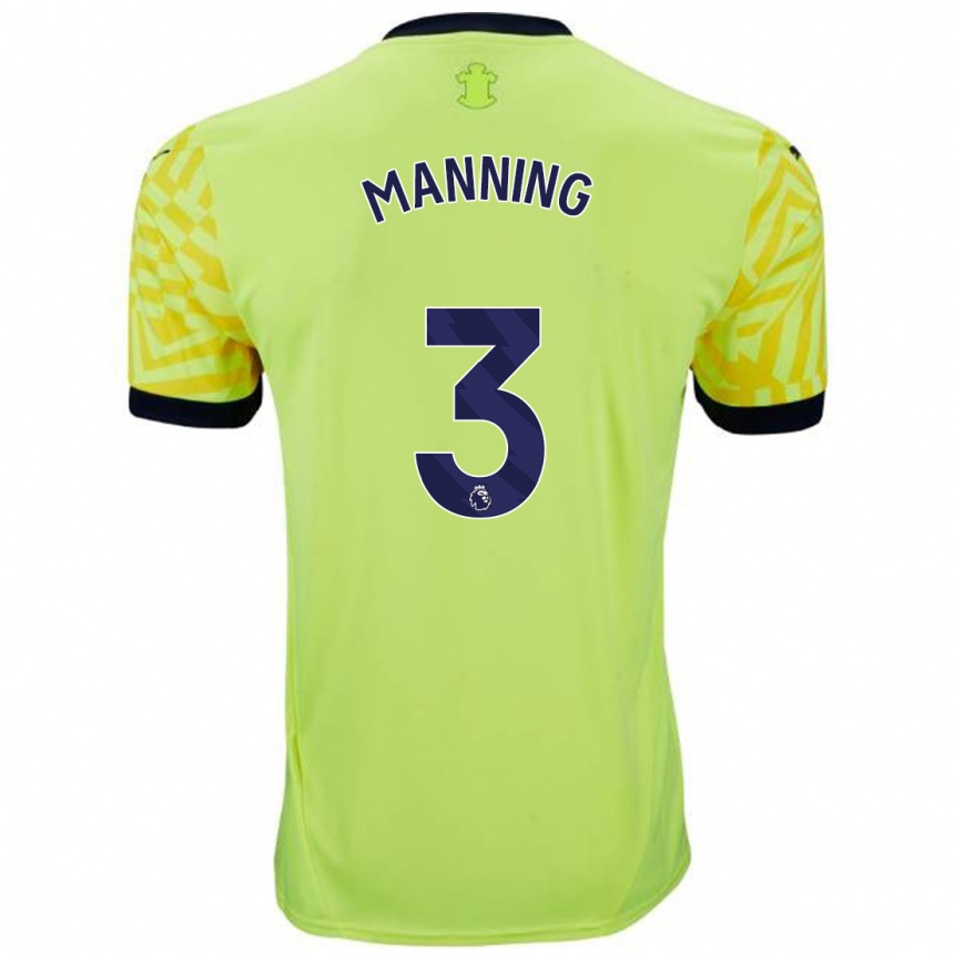 Niño Fútbol Camiseta Ryan Manning #3 Amarillo 2ª Equipación 2024/25