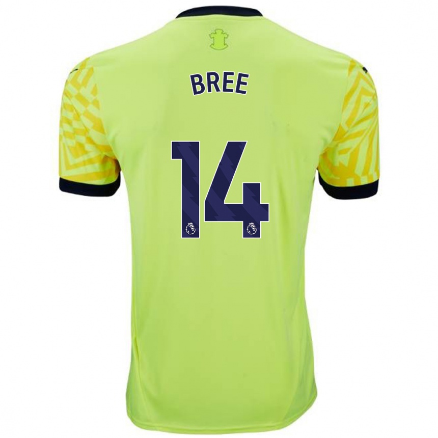 Niño Fútbol Camiseta James Bree #14 Amarillo 2ª Equipación 2024/25