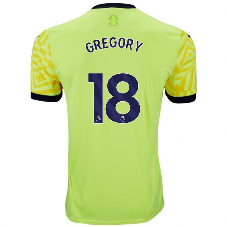 Niño Fútbol Camiseta Freya Gregory #18 Amarillo 2ª Equipación 2024/25