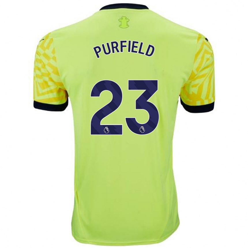 Niño Fútbol Camiseta Jemma Elizabeth Purfield #23 Amarillo 2ª Equipación 2024/25