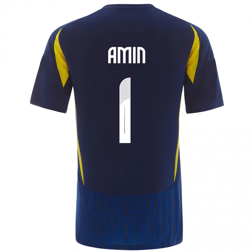 Niño Fútbol Camiseta Amin Al-Bukhari #1 Azul Amarillo 2ª Equipación 2024/25