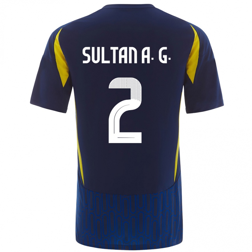 Niño Fútbol Camiseta Sultan Al-Ghannam #2 Azul Amarillo 2ª Equipación 2024/25