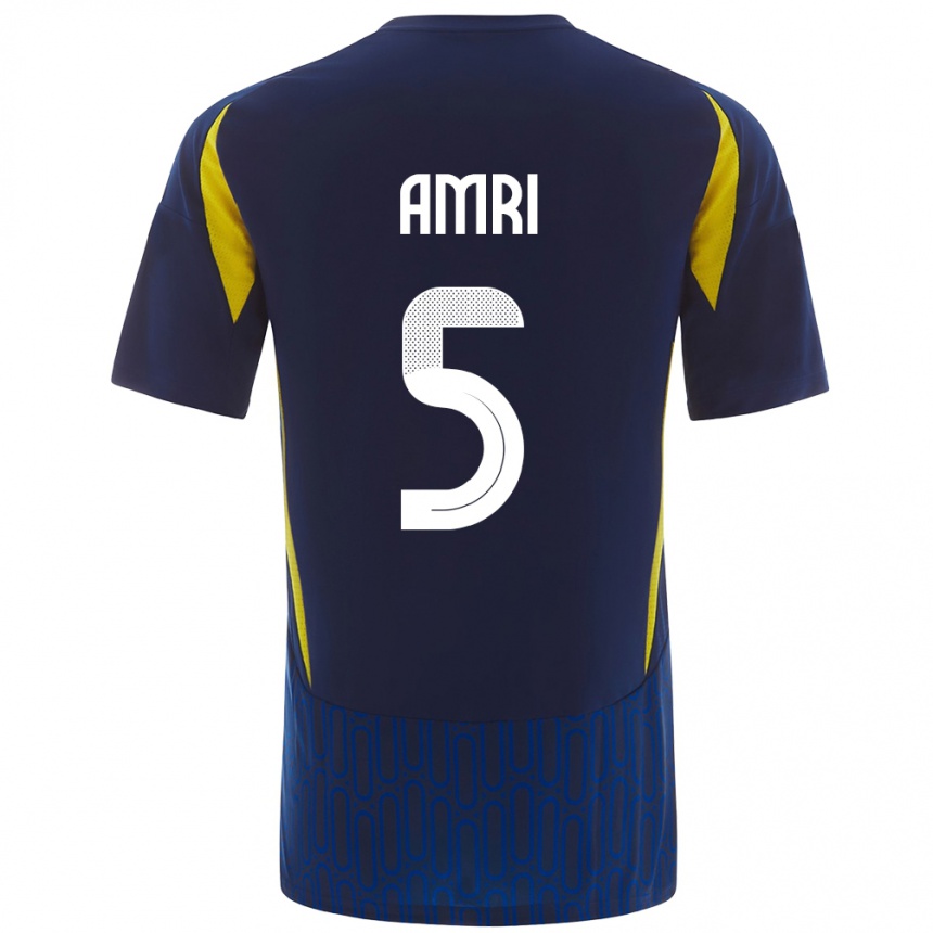 Niño Fútbol Camiseta Abdulelah Al-Amri #5 Azul Amarillo 2ª Equipación 2024/25