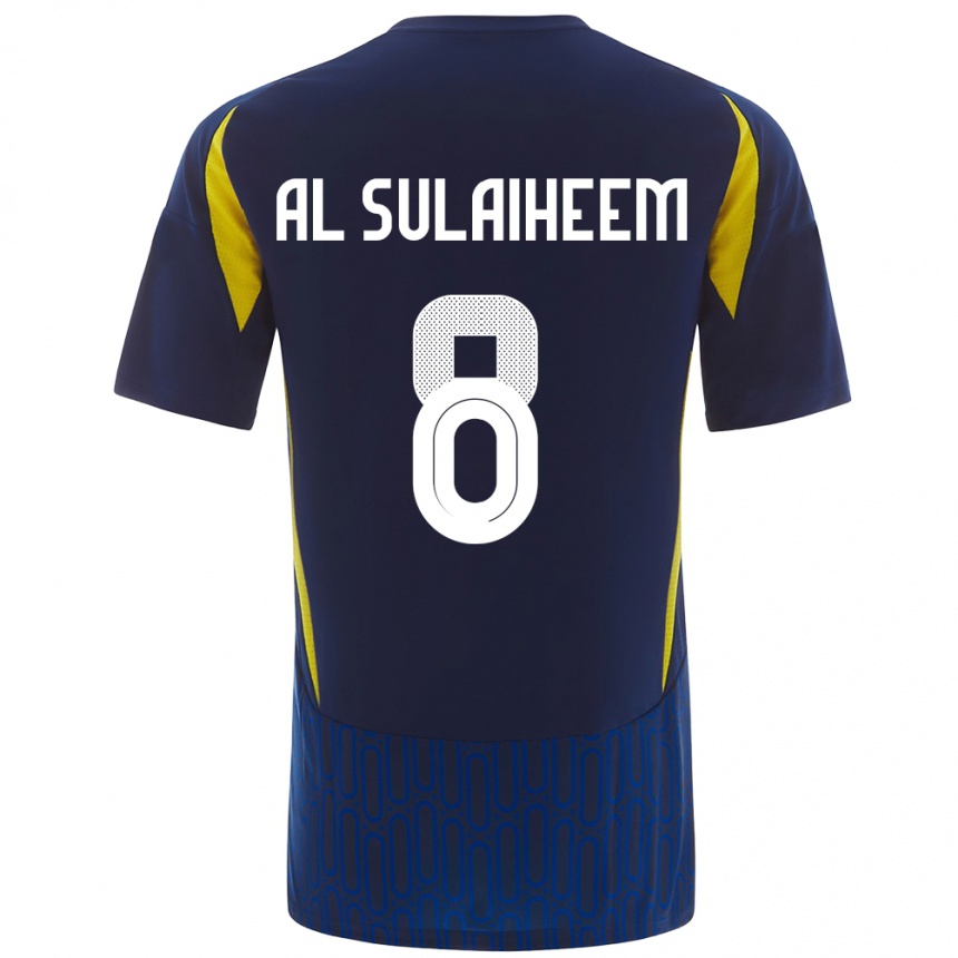 Niño Fútbol Camiseta Abdulmajeed Al-Sulayhim #8 Azul Amarillo 2ª Equipación 2024/25