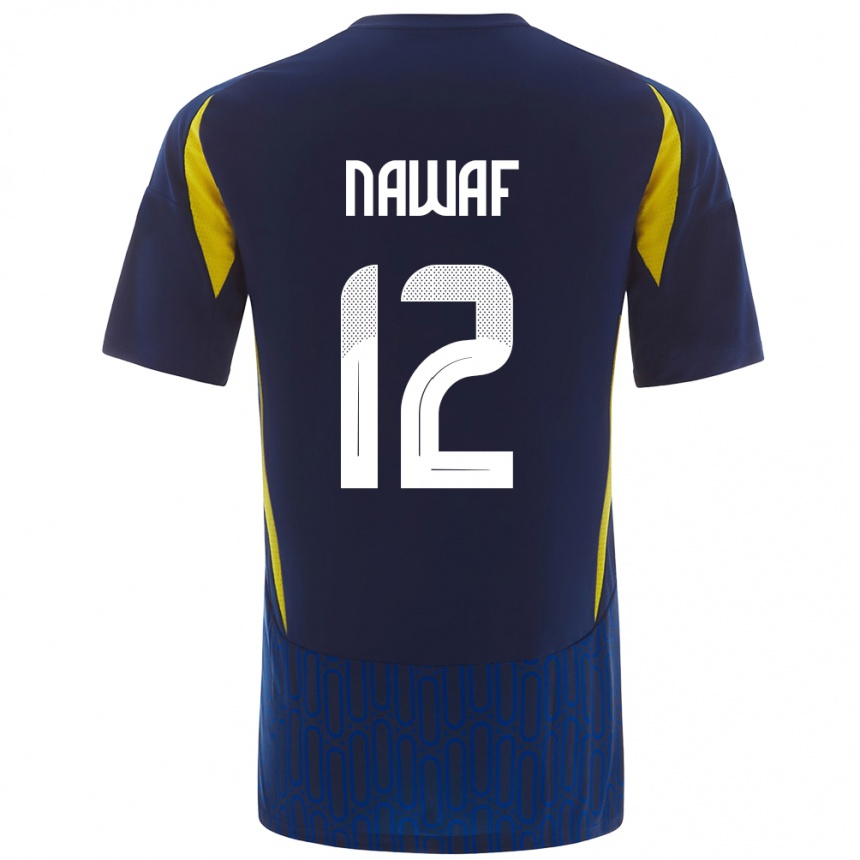 Niño Fútbol Camiseta Nawaf Al-Boushal #12 Azul Amarillo 2ª Equipación 2024/25