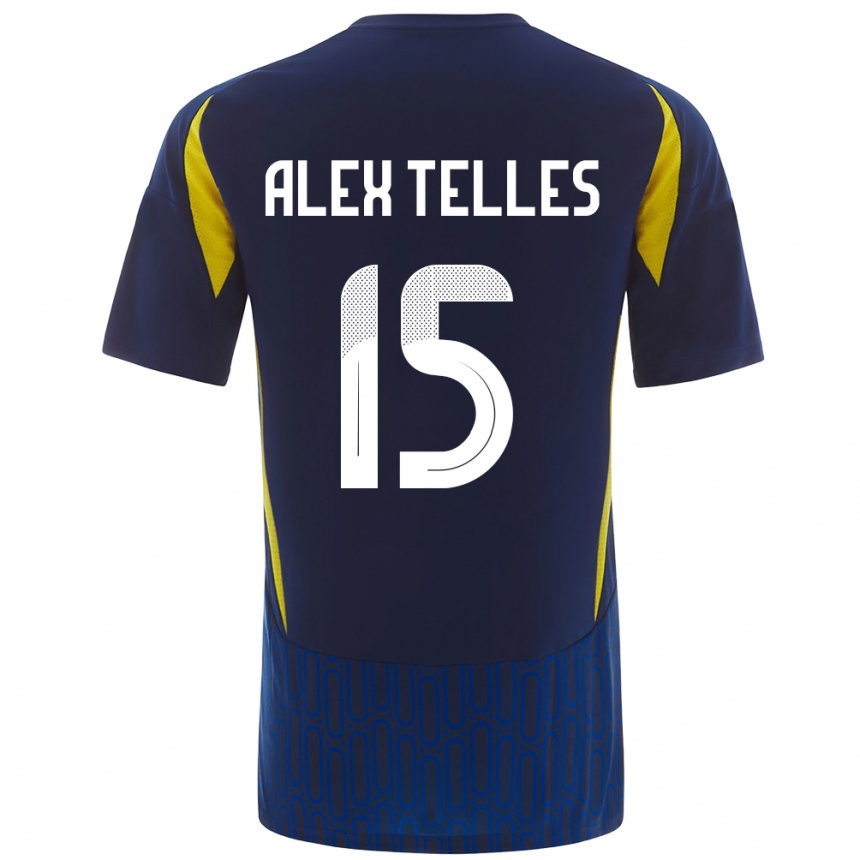 Niño Fútbol Camiseta Alex Telles #15 Azul Amarillo 2ª Equipación 2024/25