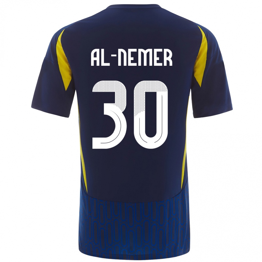 Niño Fútbol Camiseta Meshari Al-Nemer #30 Azul Amarillo 2ª Equipación 2024/25