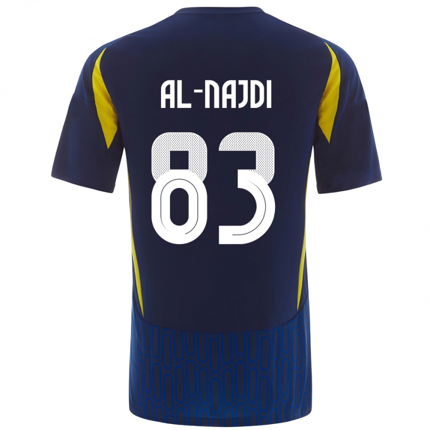 Niño Fútbol Camiseta Salem Al-Najdi #83 Azul Amarillo 2ª Equipación 2024/25