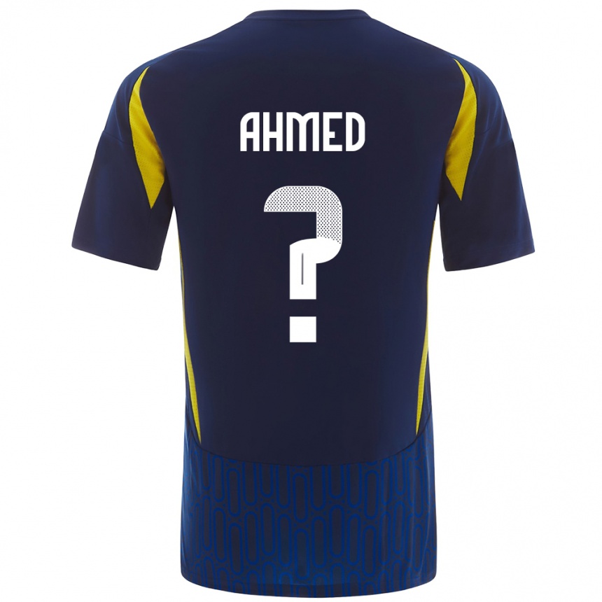 Niño Fútbol Camiseta Al Anood Ahmed #0 Azul Amarillo 2ª Equipación 2024/25