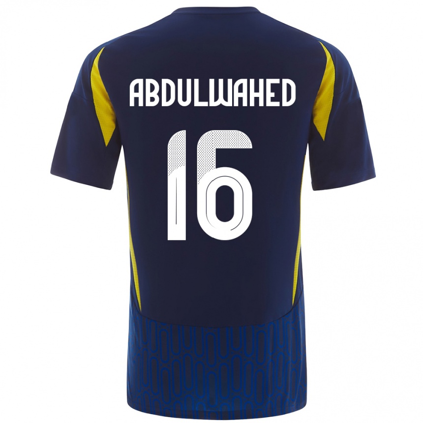 Niño Fútbol Camiseta Ghader Abdulwahed #16 Azul Amarillo 2ª Equipación 2024/25