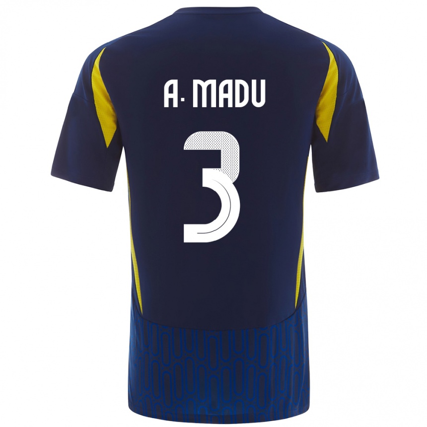 Niño Fútbol Camiseta Abdullah Madu #3 Azul Amarillo 2ª Equipación 2024/25