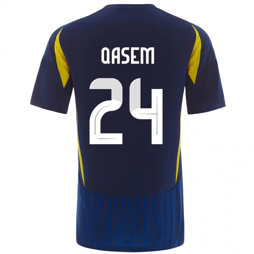 Niño Fútbol Camiseta Mohammed Qasem #24 Azul Amarillo 2ª Equipación 2024/25