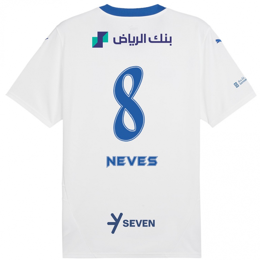 Niño Fútbol Camiseta Rúben Neves #8 Blanco Azul 2ª Equipación 2024/25