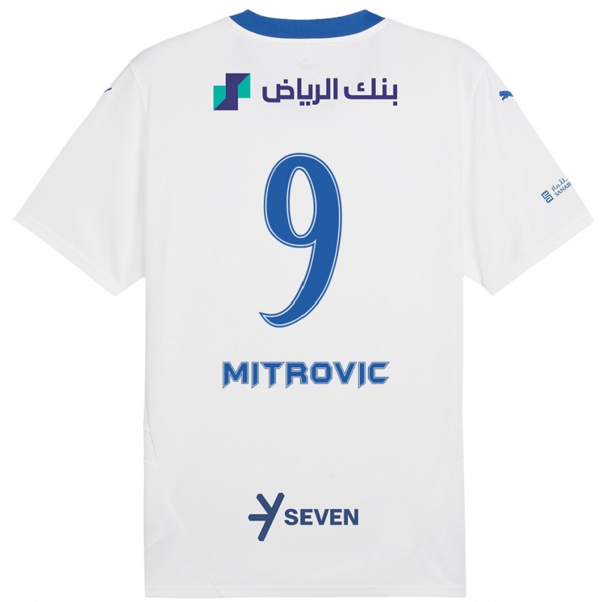 Niño Fútbol Camiseta Aleksandar Mitrovic #9 Blanco Azul 2ª Equipación 2024/25