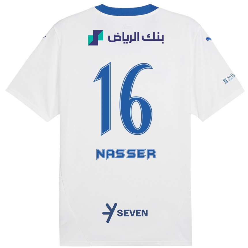 Niño Fútbol Camiseta Nasser Al-Dawsari #16 Blanco Azul 2ª Equipación 2024/25