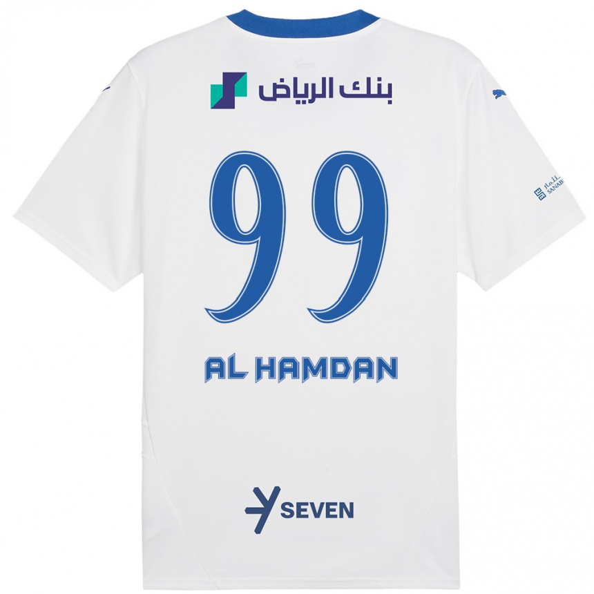 Niño Fútbol Camiseta Abdullah Al-Hamdan #99 Blanco Azul 2ª Equipación 2024/25