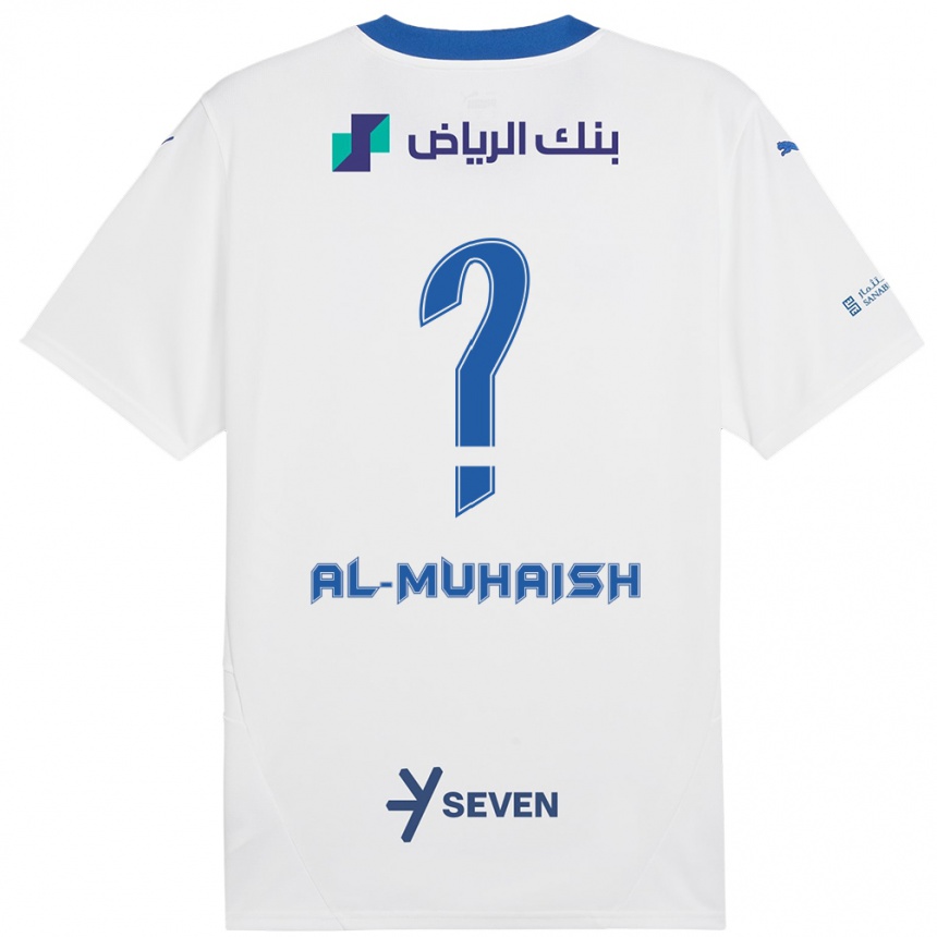 Niño Fútbol Camiseta Mohammed Al-Muhaish #0 Blanco Azul 2ª Equipación 2024/25