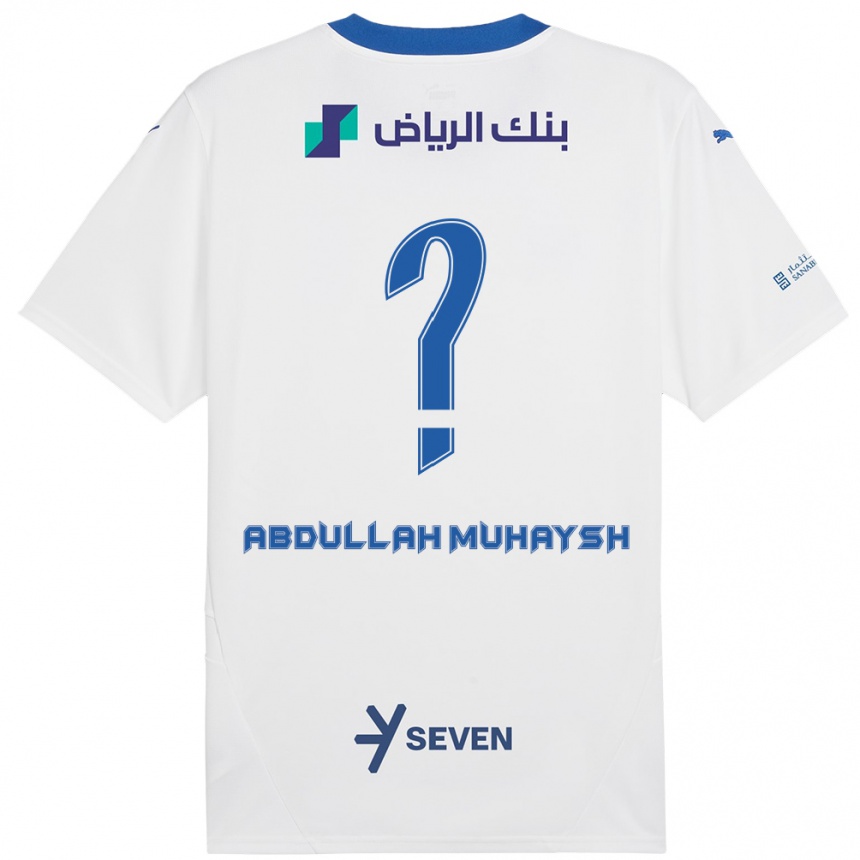 Niño Fútbol Camiseta Mohammed Abdullah Muhaysh #0 Blanco Azul 2ª Equipación 2024/25