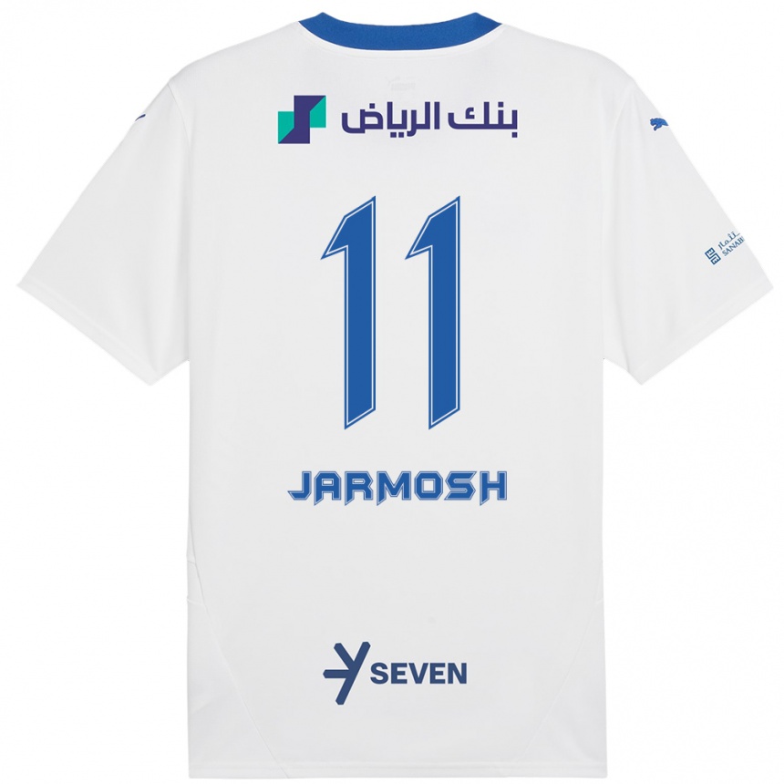 Niño Fútbol Camiseta Abdulaziz Jarmosh #11 Blanco Azul 2ª Equipación 2024/25