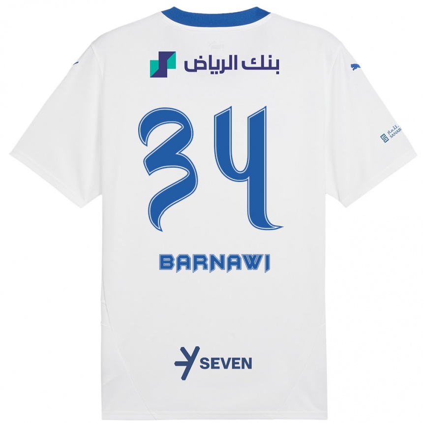 Niño Fútbol Camiseta Saleh Barnawi #34 Blanco Azul 2ª Equipación 2024/25