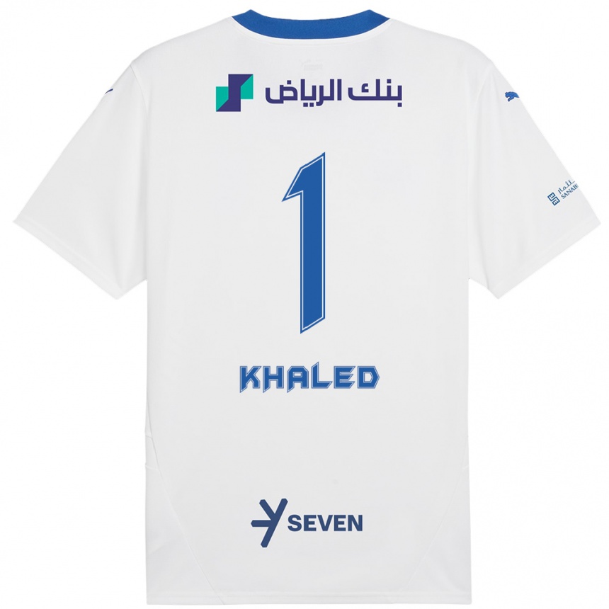 Niño Fútbol Camiseta Nawal Khaled #1 Blanco Azul 2ª Equipación 2024/25