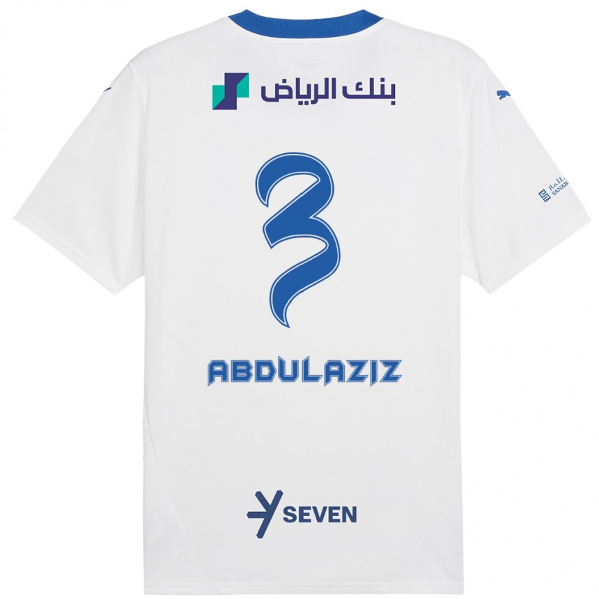 Niño Fútbol Camiseta Al Jawhara Abdulaziz #3 Blanco Azul 2ª Equipación 2024/25