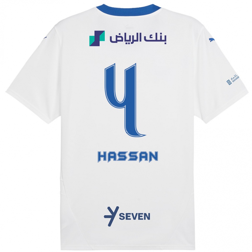 Niño Fútbol Camiseta Eman Hassan #4 Blanco Azul 2ª Equipación 2024/25