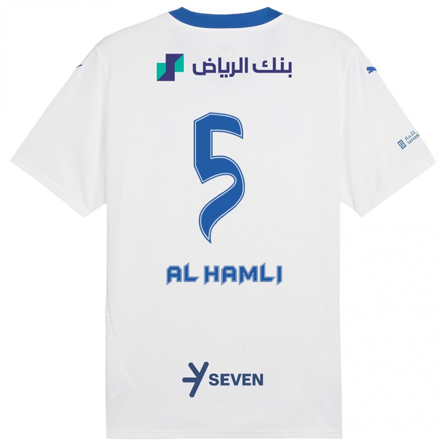 Niño Fútbol Camiseta Noura Al-Hamli #5 Blanco Azul 2ª Equipación 2024/25