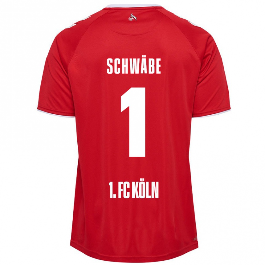 Niño Fútbol Camiseta Marvin Schwäbe #1 Rojo Blanco 2ª Equipación 2024/25