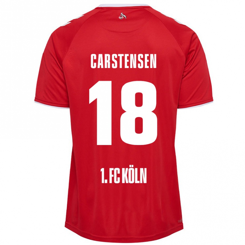 Niño Fútbol Camiseta Rasmus Carstensen #18 Rojo Blanco 2ª Equipación 2024/25