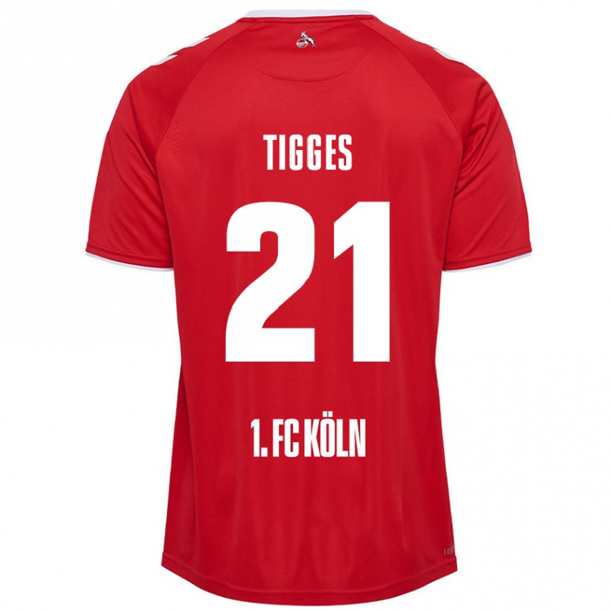 Niño Fútbol Camiseta Steffen Tigges #21 Rojo Blanco 2ª Equipación 2024/25