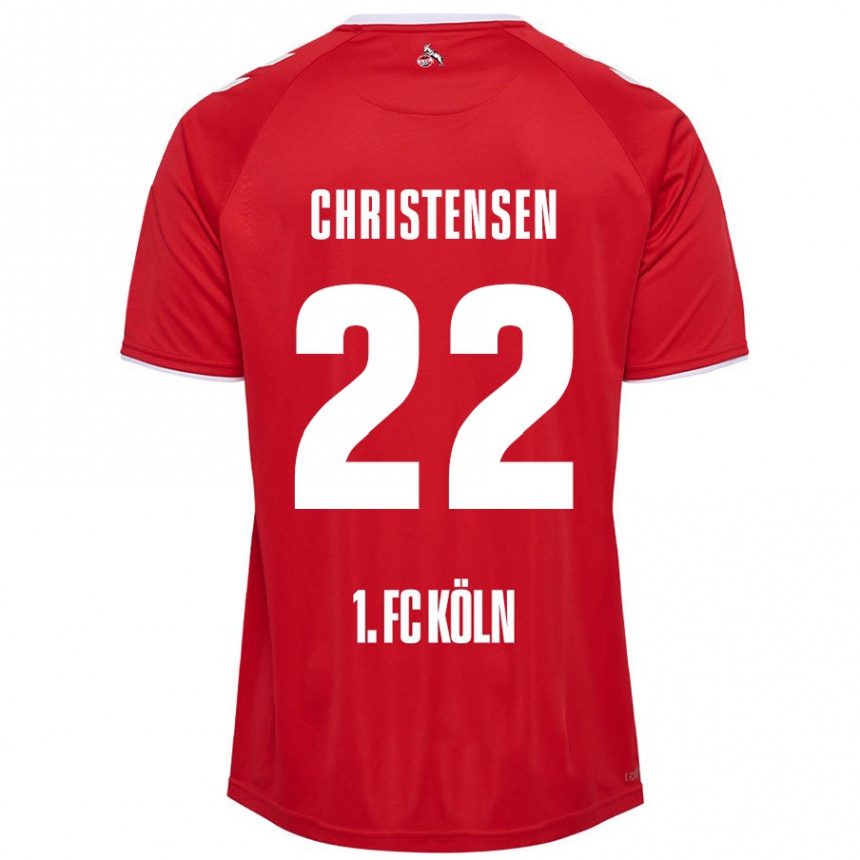 Niño Fútbol Camiseta Jacob Christensen #22 Rojo Blanco 2ª Equipación 2024/25