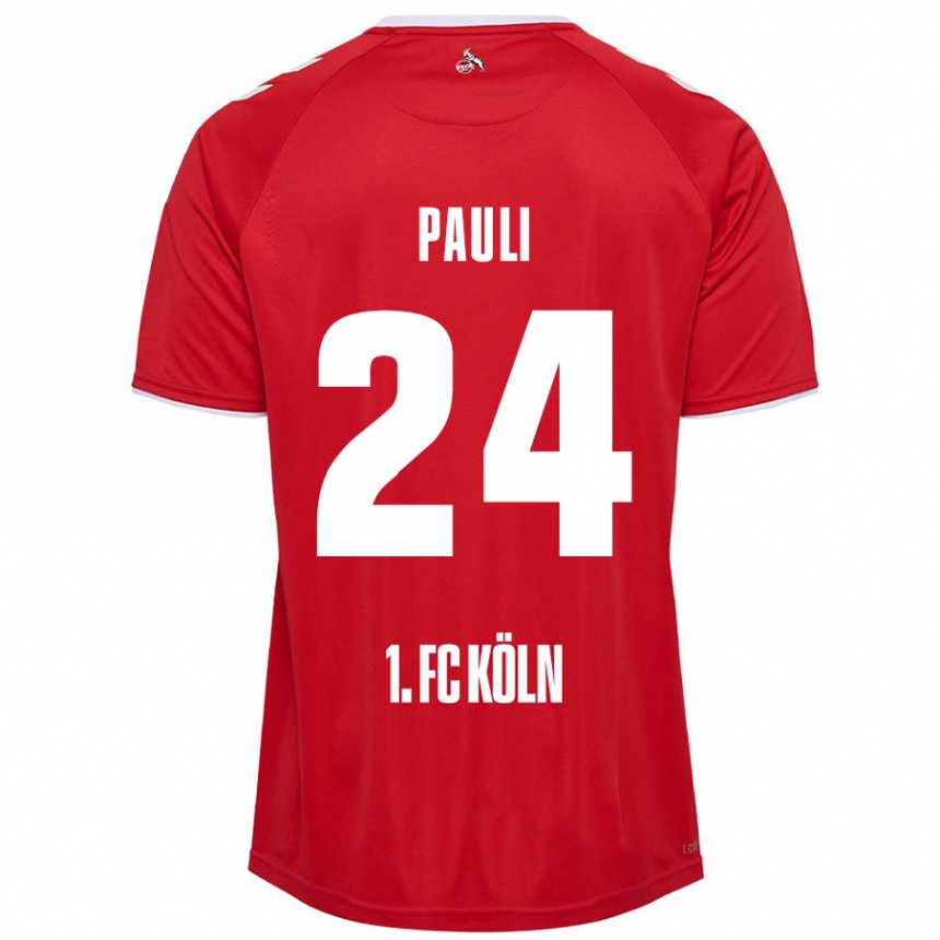 Niño Fútbol Camiseta Julian Pauli #24 Rojo Blanco 2ª Equipación 2024/25