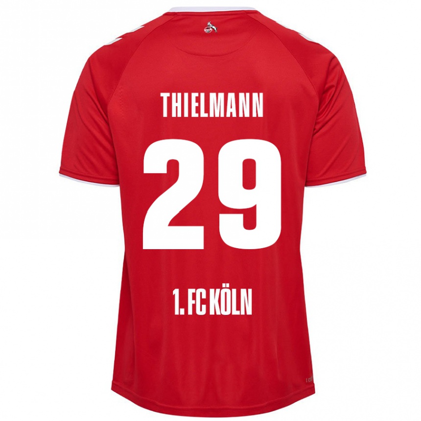 Niño Fútbol Camiseta Jan Thielmann #29 Rojo Blanco 2ª Equipación 2024/25