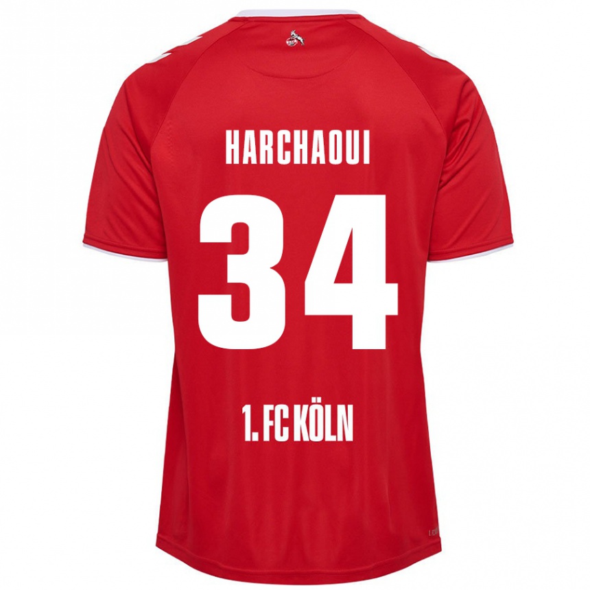 Niño Fútbol Camiseta Fayssal Harchaoui #34 Rojo Blanco 2ª Equipación 2024/25