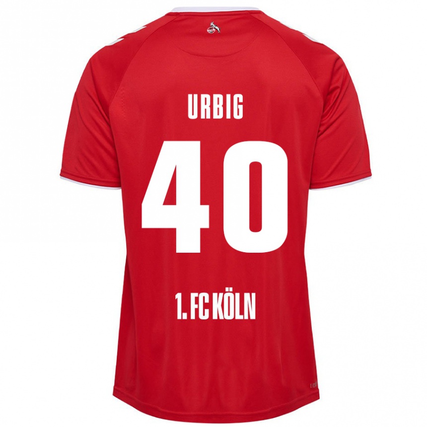 Niño Fútbol Camiseta Jonas Urbig #40 Rojo Blanco 2ª Equipación 2024/25