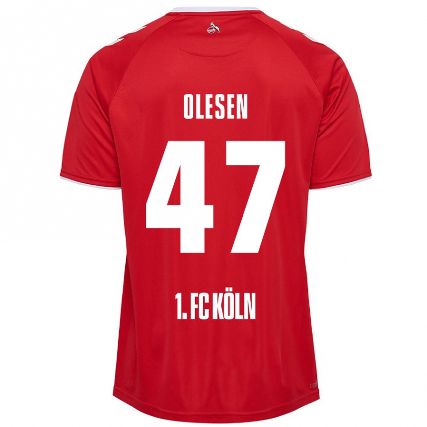 Niño Fútbol Camiseta Mathias Olesen #47 Rojo Blanco 2ª Equipación 2024/25