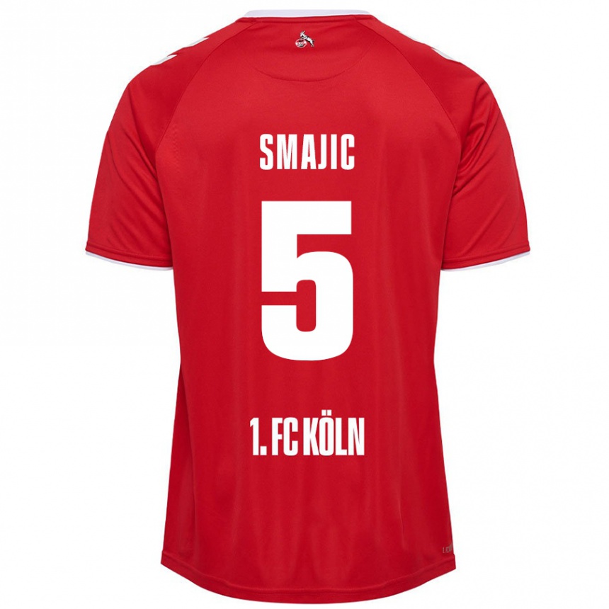 Niño Fútbol Camiseta Rijad Smajic #5 Rojo Blanco 2ª Equipación 2024/25