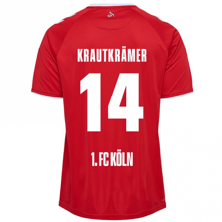 Niño Fútbol Camiseta Jakob Krautkrämer #14 Rojo Blanco 2ª Equipación 2024/25