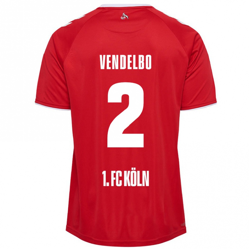 Niño Fútbol Camiseta Sofie Vendelbo #2 Rojo Blanco 2ª Equipación 2024/25