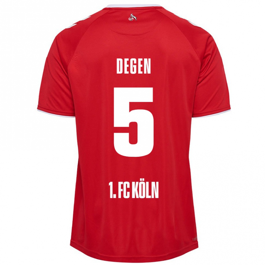 Niño Fútbol Camiseta Celina Degen #5 Rojo Blanco 2ª Equipación 2024/25