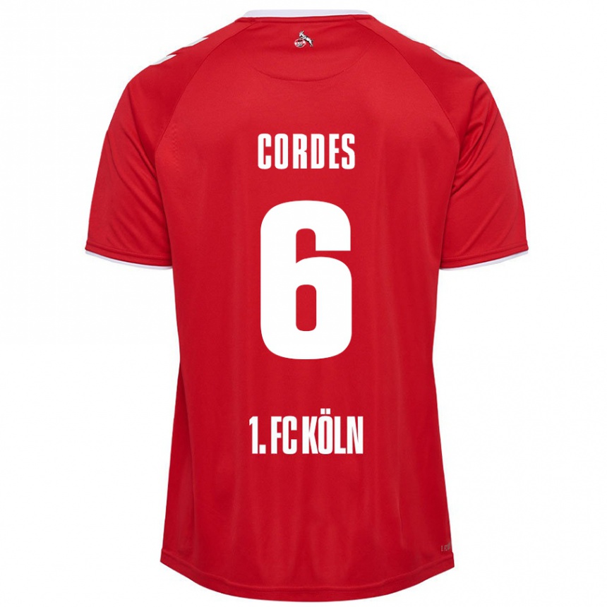 Niño Fútbol Camiseta Lotta Cordes #6 Rojo Blanco 2ª Equipación 2024/25