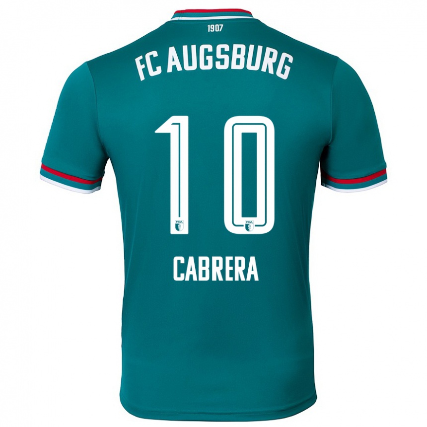 Niño Fútbol Camiseta Juan Cabrera #10 Verde Oscuro 2ª Equipación 2024/25