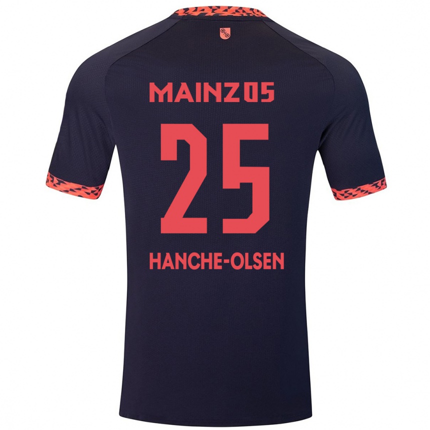 Niño Fútbol Camiseta Andreas Hanche-Olsen #25 Azul Coral Rojo 2ª Equipación 2024/25