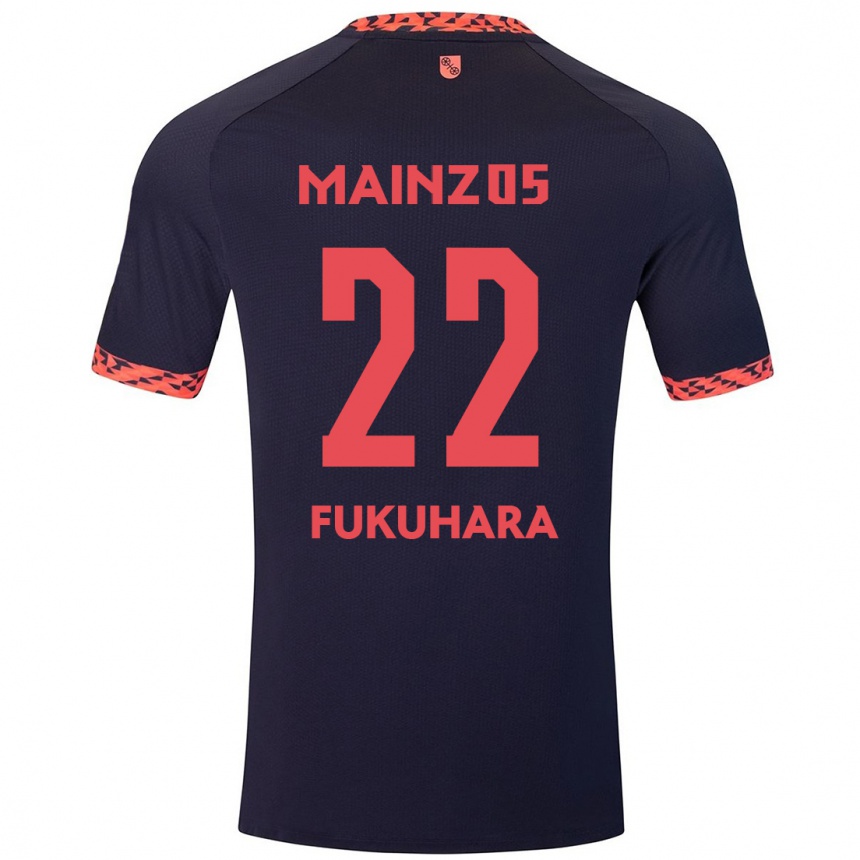 Niño Fútbol Camiseta Yuuka Fukuhara #22 Azul Coral Rojo 2ª Equipación 2024/25