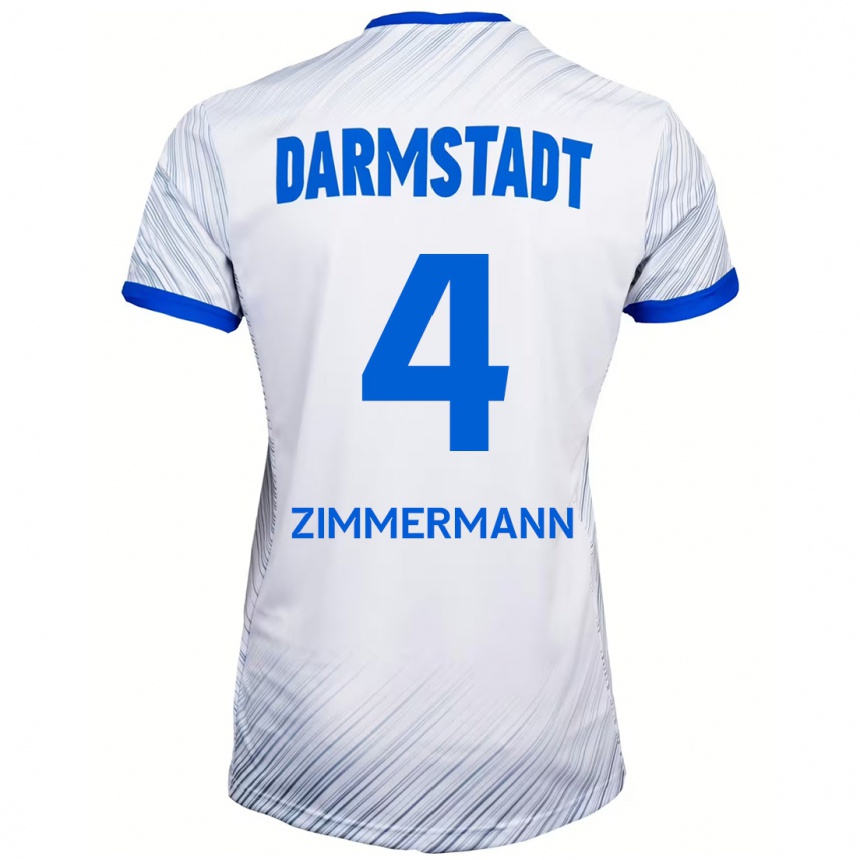 Niño Fútbol Camiseta Christoph Zimmermann #4 Blanco Azul 2ª Equipación 2024/25