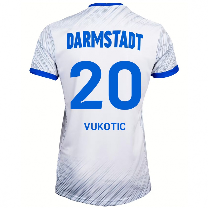 Niño Fútbol Camiseta Aleksandar Vukotic #20 Blanco Azul 2ª Equipación 2024/25