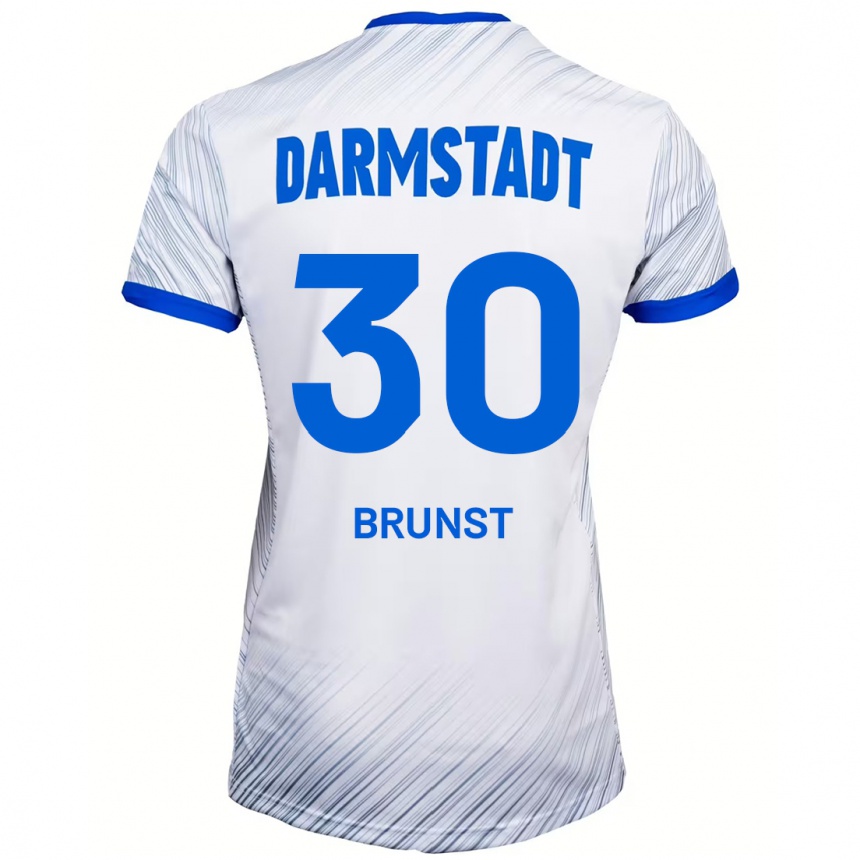 Niño Fútbol Camiseta Alexander Brunst #30 Blanco Azul 2ª Equipación 2024/25