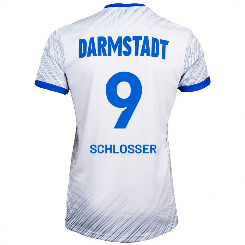 Niño Fútbol Camiseta Mika Schlosser #9 Blanco Azul 2ª Equipación 2024/25