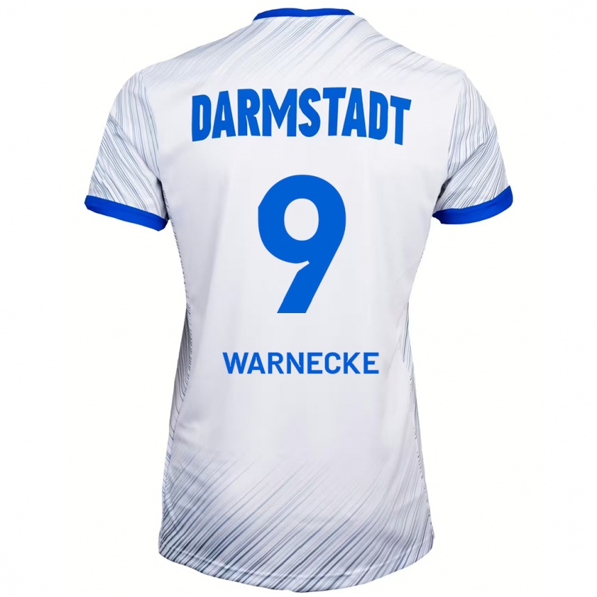 Niño Fútbol Camiseta Ben Warnecke #9 Blanco Azul 2ª Equipación 2024/25